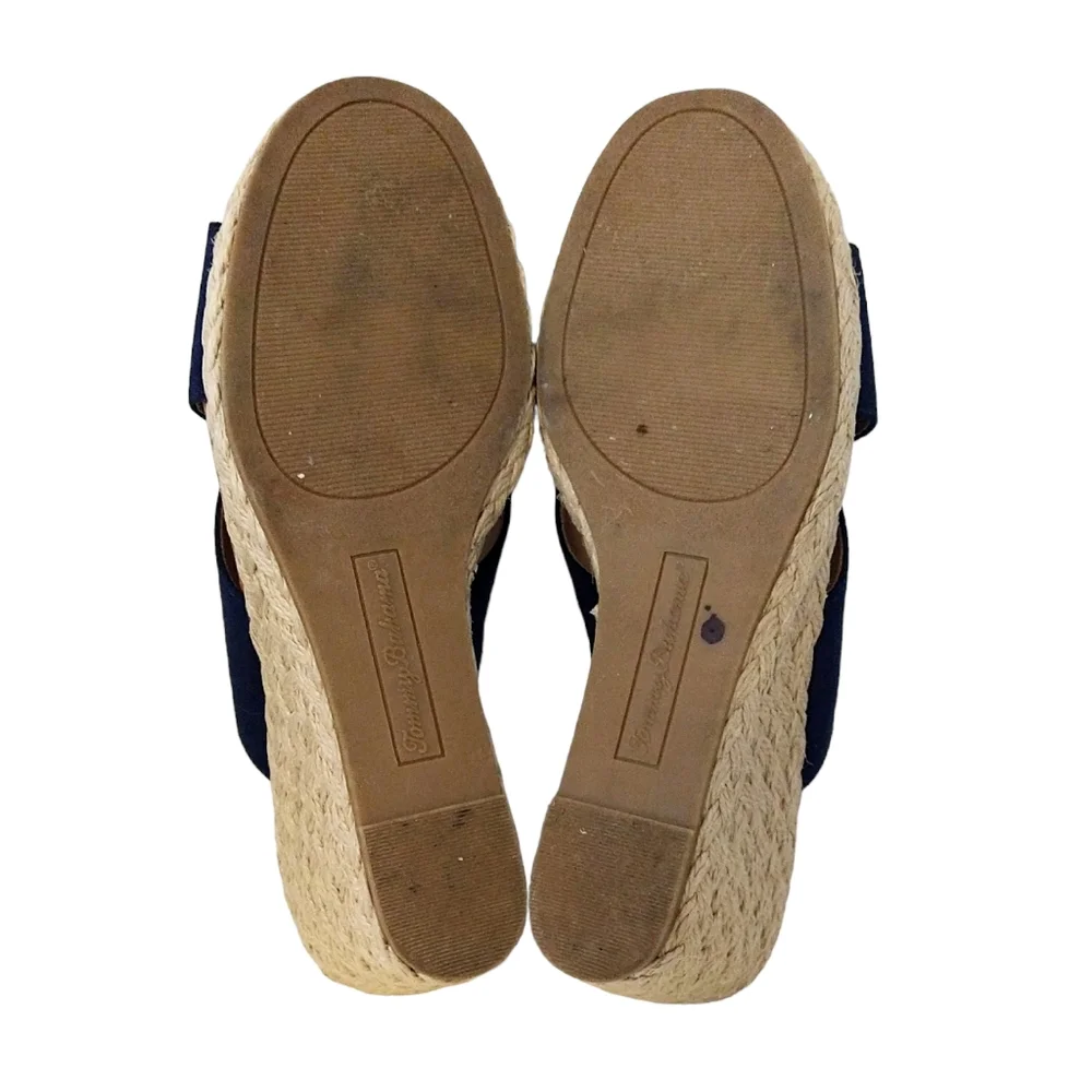 Tommy Bahama Stacey Navy Blue Criss-Cross Fabric Espadrille Wedge Sandals Beachy - Picture 6 of 8